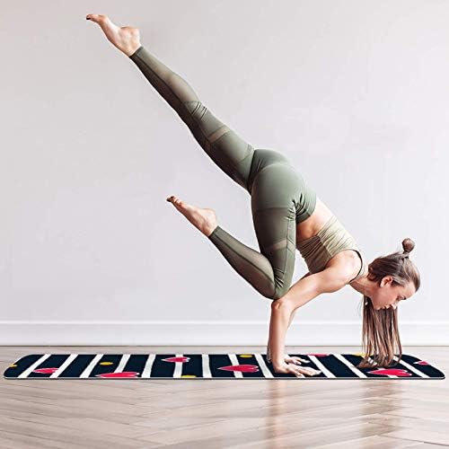 Unicey debela neklizajuća Vježba & amp; fitnes 1/4 prostirka za jogu sa prugom Navy Heart Print za Yoga Pilates