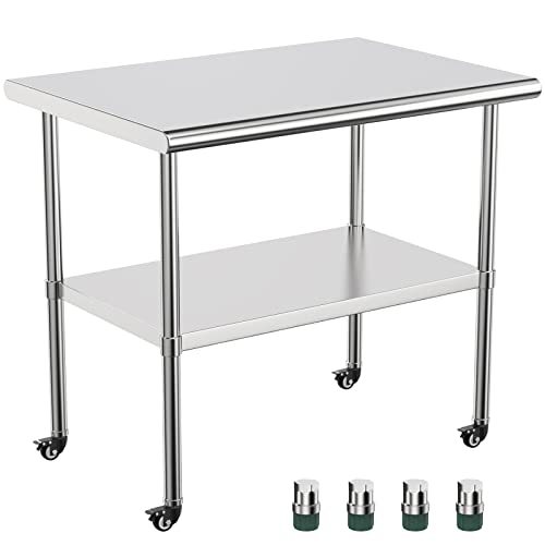 Workbench kuhinjska pripremna tablica 36 x24 x33 ​​inča Teška stola od nehrđajućeg čelika