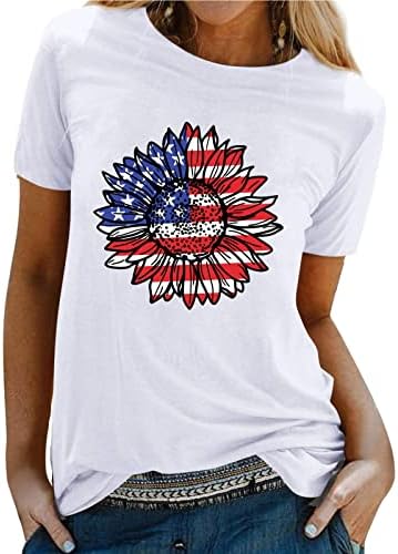 4. srpnja Košulje Žene Američka zastava Thirt Ljetni casual vrhovi kratkih rukava kratkih rukava Tie-Dye