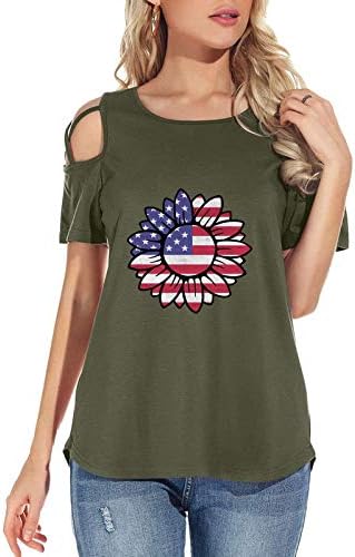 Žene 4. Jula na vrhu Patriotske majice sa američkom zastavom okrugli vrat izrez kratki rukav modne