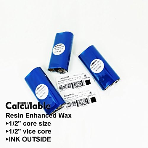Izračunljiva 4 rolne 4.33 x243' Resin Enhanced Wax termo transfer traka 1/2 inča jezgro mastilo vanjske