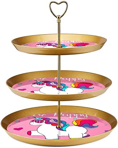 Tfcocft stalak za tortu sa desertnom čašom,dekoracija stola za proslavu rođendana vjenčanja,apstraktni životinjski ružičasti uzorak jednoroga