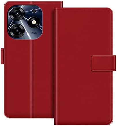 MILEGAO za futrolu Tecno Spark 10 Pro, Premium magnetna PU kožna navlaka sa držačem za kartice i postoljem, modna preklopna futrola za Tecno Spark 10 Pro 6.8 inča Crvena