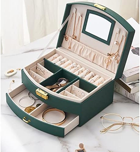 JYDQM kožna kutija za nakit sa ogledalom i ogrlica za ogledala i ogrlica za ladicu Multifunkcionalni nakit