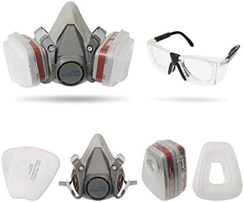 Yinshome Respirator maska-Gas maska sa dvostrukim filterima za disanje zaštita očiju od prašine,organskih para,
