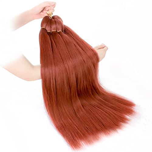 ZERAL Pre rastegnuta pletenica kosa 6 pakovanja 28 inča duga crvena bakrena pletenica kosa profesionalne