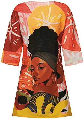 Vintage Print Ladies Sunderss plaža Ljeto V izrez Casual Mini haljine za žene Trendi modni afrički srednji rukav