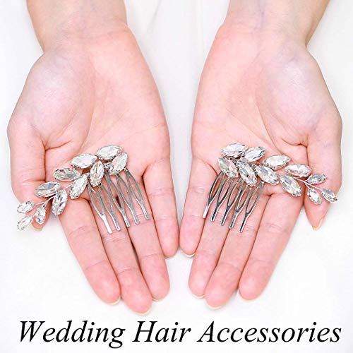 Catery Bride vjenčanje češalj za kosu Rhinestones Sliver bočni češalj pletenice Headpieces Bridal hair Piece