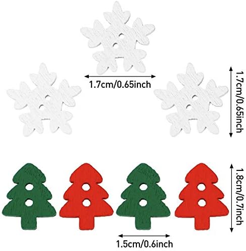 300 komada božićne drvene tipke Drveni božićni gumbi za snježne pahuljice Božićne tipke za šivanje sa
