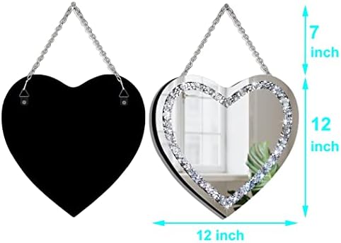 DMDFIRST u obliku srca srebro staklo ogledalo 2 Pack 12x12inch Crystal Crush dijamant dekor lanac ogledalo za zid ukras