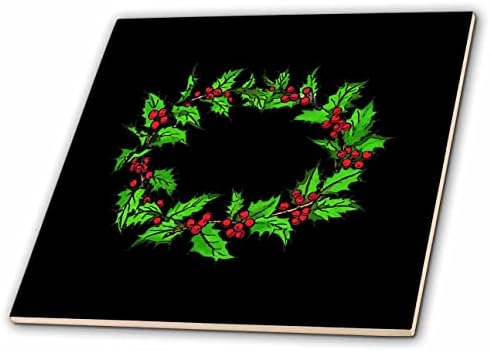 3drose Božić Holly vijenac vektorska umjetnost na crnim pločicama