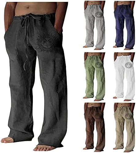 Firero muške pamučne pantalone hlače na plaži Hlače Ljeto casual labavo joga jogger elastična struka nacrtaju se sa džepom