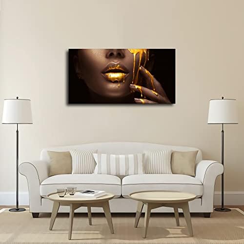 Zlatne usne Crne kavane slikanje plakata afričke žene i grafike zidna umjetnička slika za uređenje dnevnog boravka