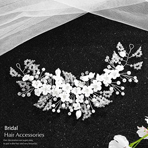 Catery cvijet nevjesta vjenčanje traka za glavu Silver Crystal Pearl Rhinestone Hair Vine pletenica