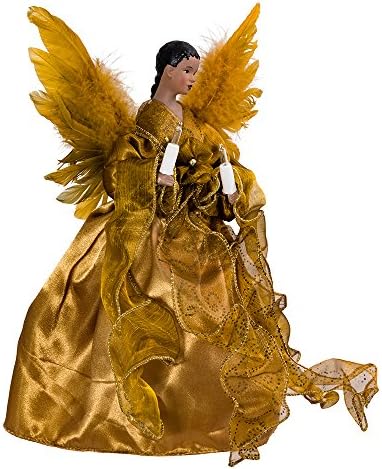 Kurt Adler ul 10-Light afrički američki anđeo božićni krošnji tainop figurica, 13-inčni, zlato