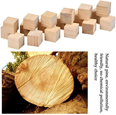 BUYGOO 120pcs drveni kvadratni blokovi, 1inch prazne drvene kocke prirodni blokovi od punog kocke