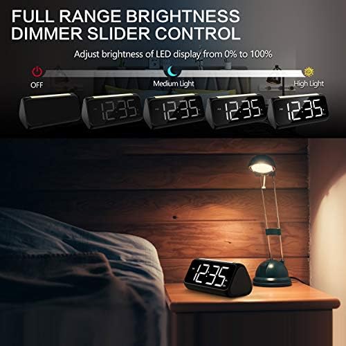 Netzu Digitalni budilnik za spavaće sobe, noćni budilnici sa 8 boja noćno svjetlo, veliki LED displej, dvostruki