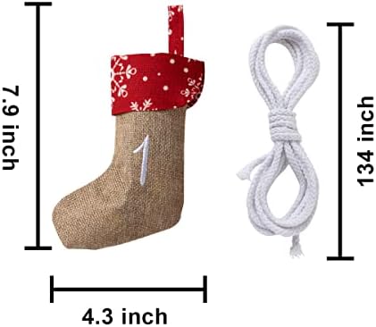 JOYIN 2022 Božić Hanging Advent Calendar čarapa čarapa 24 dana odbrojavanje Fillable Advent Garland to Fill Xmas viseća dekoracija čarapa za djecu