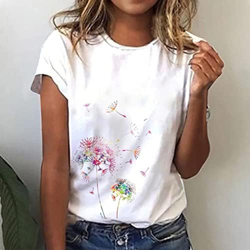 Comigeewa žene pamuk Tshirt jesen ljeto kratki rukav Odjeća Y2K posada vrat cvijet grafički Salon bluza majica