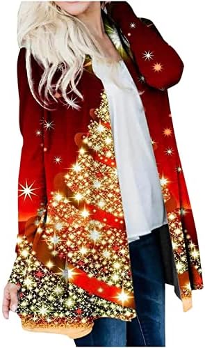 Nokmopo obrezana jakna Ženska ženska božićna rukav s prednjim kardiganom s gornjom jaknom
