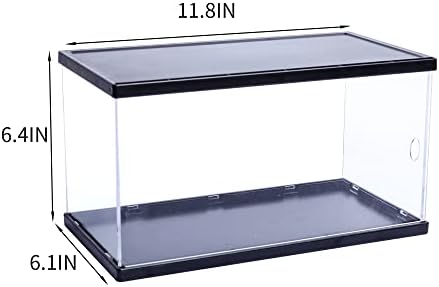 Akrilna prozirna vitrina sa crnim poklopcem i crnom bazom, čista zaštitna vitrina otporna na