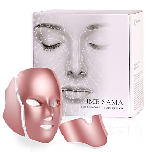 HIME SAMA LED maska za lice Light therapy, Pro 7 LED light maska za njegu kože lica, plava &