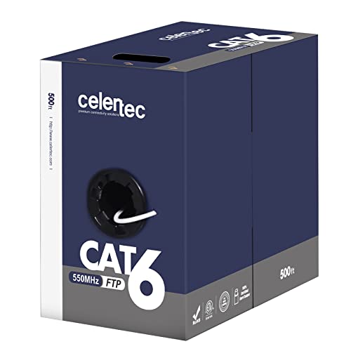 celertec CAT6 zaštićeni Ethernet kabl, 500ft, FTP, 23awg čvrstog golog bakra, 550MHz, ETL navedene & amp;CMR