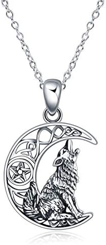 POPKIMI ogrlice za majke dan Wolf nakit [Wolf ogrlica / urna ogrlica] Sterling Silver Crystal Opal
