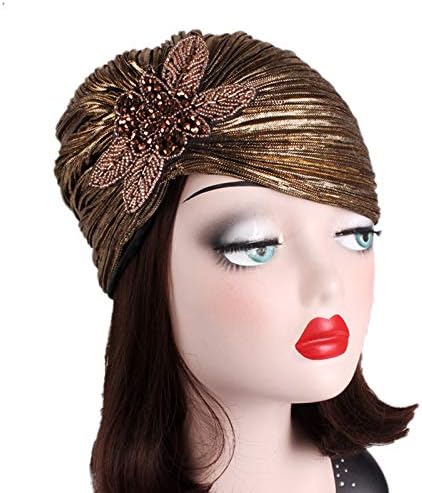 Yant Glitter Laser Flower Turban šarena kapa kapa rastezljiva folija za kosu za žene