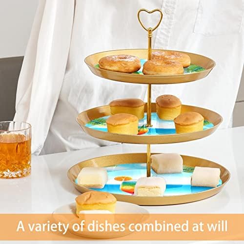 Tfcocft stalak za torte, Set za prikaz desertnog stola, ploča za izlaganje voćnog deserta, ljetni plavi