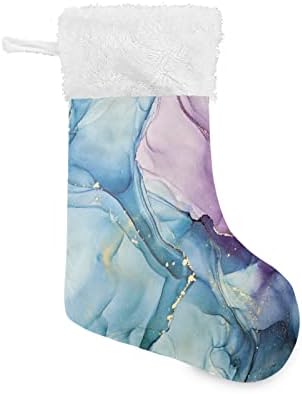 Alaza Božićne čarape ljubičaste i teal mramorne klasične personalizirane velike ukrase o čarapa za obiteljski