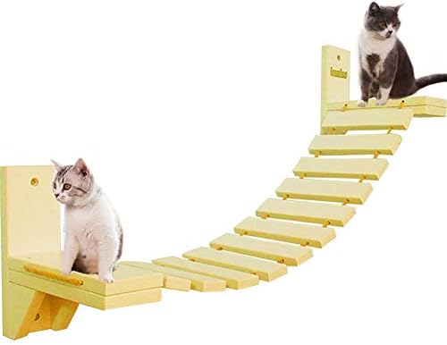 LA PET® zidni most sa mačom sa 2 fiksne zagrade Wood Cat Perch mod Cat Lounge Hammock Cat Condo Kitty