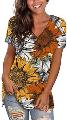 2023 Odjeća Trendy V izrez cvjetni grafički casual top tine za djevojke Jesen ljetna majica