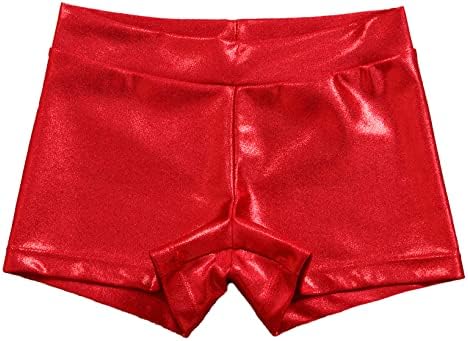 Hansber Kids Girls Gimnasticske kratke hlače Stretchy Spandex sjajni metalni tumični dno Atletski