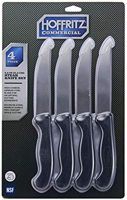 Hoffritz komercijalni njemački Čelični set noža za odreske sa neklizajućom ručkom, 4 komada, crni