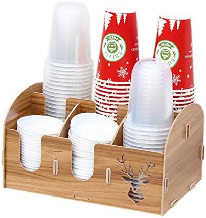 Teerwere Organizator šoljica i poklopca drveni držač za čaše za jednokratnu upotrebu sa više pretinaca papirne