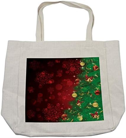 Ambesonne Božić torba za kupovinu, Trippy Božić Tree Backdrop tradicionalni tematski Jingle Artisan