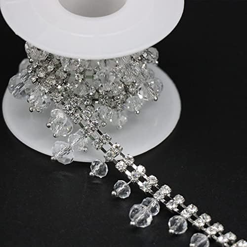 Jerler 1 dvorišni kristalni bijeli lanac za lanac za lanac i ukras za mladenke, idealan za vjenčanicu,