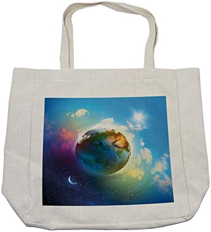 Ambesonne Earth Shopping Bag, Earth Outer Space Scene u živopisnim bojama začarani Kosmos Atmosphere image
