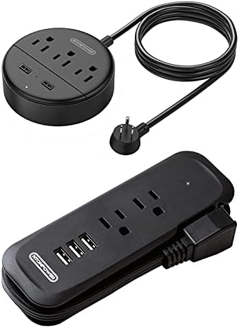 Ntonpower travel power Strip sa USB paketom, 3 utičnice sa dugim kablom za napajanje ravnim utikačem i