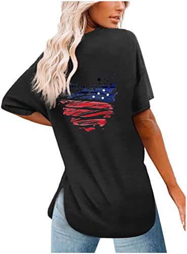 Žene 4. jula vrhovi dan neovisnosti Dan je preveliki bočni prorez Patriotske košulje Američke zastave Nazad