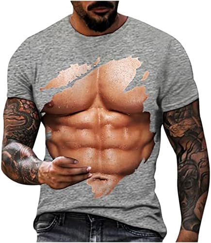Lažna mišićna majica za muškarce Slim Fit okrugli vrat kratki rukav Novost Monny 3D štampanje Srednja