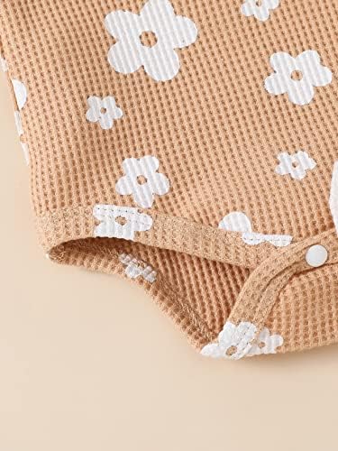 NOUBEAU novorođenčadi za djecu za djecu s rebrastim pletenim pletenim rukavima bez rukava + cvjetni ruffle cvjetovi ljetne kratke hlače