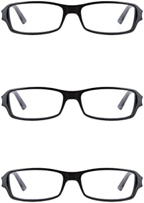 EYE ZOOM 3 Pack Unisex Rektangluar plastične naočare za čitanje okvira za muškarce i žene