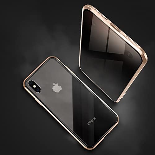 Generies Magnetic Case for iPhone X / XS, [Zaštita ekrana protiv Virenja & amp; Clear Back][dvostrano kaljeno staklo] [magnet Absorption Metal Branik Frame] potpuna zaštita za iPhone X / XS Gold