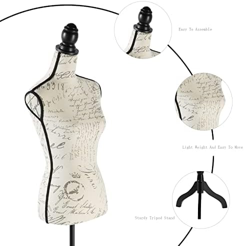 Ženski maneken podesiv haljina oblika Torso stalak za stative, ručno razigrani mekani rastezljivi, podesivi