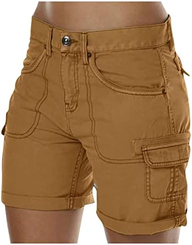 Ženske solidne kratke hlače za kratke hlače Ljeto Loose Multi džepovi Teretni duks lagani brzi suhi pješački