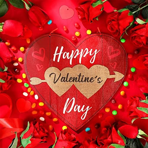 Sretan Valentinovo Drveni zidni ukras Srce Viseći znak Love Dekor za Valentinovo i valentinov