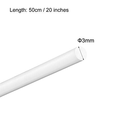 Uxcell Plastična okrugla šipka prečnika 1/8 inča prečnika 20 inča dužine bijelih Polioksimetilenskih šipki