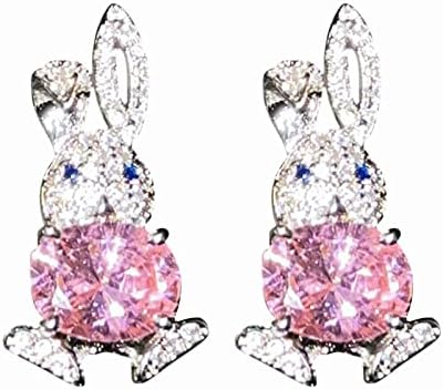 Kćeri UPS i padovi prsten blago umetnuli male slatke naušnice za kuniće imitacija prirodne ružičasti dijamantski